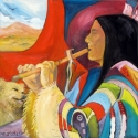 Flute Player with Traveling Companion