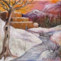 Sunset Pueblo in Snow
