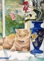 Cat with Blue Vase